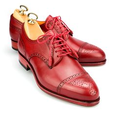 DERBY SHOES IN RED CALF Burgundy Oxford Shoes, Derby Shoes Women, Yoo Ah In, Cap Toe Shoes, Leather Formal Shoes, Shoe Men, Good Year, Leather Brogues, Oxford Shoes Men