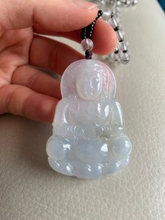 "🌈 GuanYin Jadeite Pendant for Necklace, Icy Translucent White 🌷 Untreated Natural Jadeite/ Grade A Jade/ Certified 🌷 Jade from Myanmar/ Burma 🌷 100% handmade carving 🌷 Dimensions : 55 x 39.6 x 5.7 mm 🌷 Color : Icy Translucent White and Green 🌷 Free standard shipping from Hong Kong with tracking included 🌷 Take approximately 7-21 days to arrive worldwide ❤️ In Chinese Culture: Young people wear jade pendant will have a prosperous life, attracts good luck and friendship Old people wear ja White Jade Jewelry For Meditation, White Jade Amulet Jewelry, Carved Agate Round Necklaces, Round Carved Agate Necklaces, White Carved Spiritual Jewelry, Artisan Carved Jewelry For Meditation, White Jade Spiritual Jewelry, Spiritual White Jade Jewelry, Carved Agate Jewelry For Gift