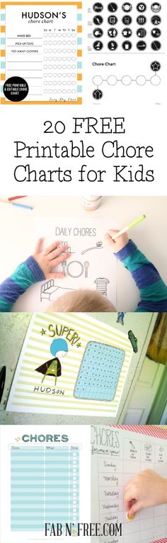 the free printable chore chart for kids to use with their own school supplies