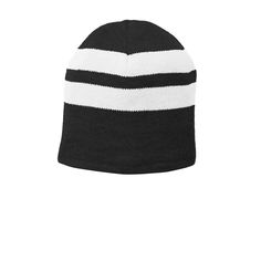 Buy the Port & Company® Fleece-Lined Striped Beanie Cap at Michaels. com. Classic stripes and warm fleece lining make this beanie a stylish cold-weather must-have. Classic stripes and warm fleece lining make this beanie a stylish cold-weather must-have. Details: Available in multiple colors 100% acrylic with 100% polyester fleece lining | Port & Company® Fleece-Lined Striped Beanie Cap in Black/White | Michaels® Summer Visor, Striped Beanie, Striped Beanies, Beanie Cap, Acrylic Fabric, White Mesh, Neon Blue, Unisex Fashion, Apparel Accessories