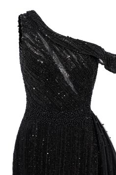 Élégante épaule robes de bal noir Black Sequin Dress For Banquet, Black Sequin Evening Dress For Banquet, Black Embellished Gown For Banquet, Black Sequined Gown For Evening Events, Black Sequined Gown For Evening, Embellished Black Gown For Banquet, Black Sequin Dress For Wedding Gala, Black Sequin Evening Dress For Weddings, Black Embellished Sequin Dress For Wedding