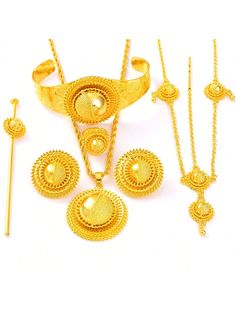 1set Classic Gold Color Dubai & Saudi Arabia Bridal Jewelry Set, Including Pendant, Head Chain, Necklace, Earrings, Bracelet, Wedding Gift Yellow Gold         Women Fashion Jewelry, size features are:Bust: ,Length: ,Sleeve Length: Gold Necklace Set Turkish, Saudi Gold Jewelry Set Simple, Dubai Gold Jewelry With Price, Gold Souk Dubai Necklace, Gold Necklace Set Bridal Dubai, Straw Sandals, High Heel Dress Shoes, Bridal Jewelry Set, Bracelet Wedding