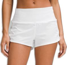 Lululemon Activewear With Comfort Waistband, White Nylon Yoga Shorts, Lululemon White Workout Bottoms, White Lululemon Workout Bottoms, White Athleisure Bottoms For Running Errands, Lululemon White Sports Shorts, White Lululemon Workout Shorts, White Lululemon Athleisure Athletic Shorts, White Lululemon Activewear For Workout