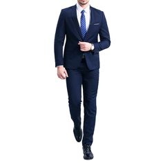 [Material & Care] Crafted from a premium blend of 70% polyester and 30% viscose, our Navy 2-Piece Slim Fit Suit offers exceptional comfort, breathability, and durability. The inner lining, made of 94% polyester and 4% viscose, ensures maximum breathability and sweat absorption. For care, we recommend dry-cleaning for best results. Hand-washing is also available, but use cold water to maintain the suit's quality. [Style & Design] Experience the timeless elegance of our slim fit suit. With its com Stylish Mens Suits, Slim Fit Suits, Custom Suit, Slim Fit Suit, Fitted Suit, Brand Story, Formal Attire, Body Size, Style Design