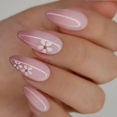 Unghie Sfumate, Pink Ombre Nails, Ombre Nail Designs, Nail Art Ombre, Pink Nail Designs, White Nail, Elegant Nails, Floral Nails, Nail Arts