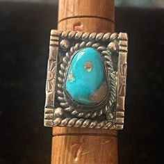 Vintage Artisan Crafted Sterling Silver Turquoise Ring. Absolutely Stunning Details! Unsigned, Unmarked, Tested Sterling Silver. Ring Size 6 Silver Turquoise Ring, Sterling Silver Rings Turquoise, Ring Color, Artisan Craft, Silver Turquoise, Turquoise Sterling Silver, Womens Jewelry Rings, Vintage Sterling Silver, Sterling Silver Ring