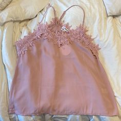 Mauvy/Pink Lace Tank Top. Size Xl. 100% Polyester So Fits More Like L. New. Never Worn. With Tags Spring Pink Camisole For Day Out, Pink Spring Camisole For Day Out, Feminine Pink Camisole For Vacation, Pink Cami Camisole For Vacation, Pink Camisole Top For Day Out, Chic Pink Camisole For Day Out, Pink Camisole For Spring Vacation, Pink Tank Top For Spring Day Out, Pink Camisole For Vacation And Spring Season