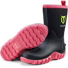 PRICES MAY VARY. 【ATTENTION】PLEASE MIND THE SIZE CHART BEFORE BUYING TO ENSURE THE BOOTS FIT YOU. We suggest one size smaller！ 【100% Waterproof】TIDEWE's rain boots are designed with 5.5mm neoprene and soft rubber material which extends up above the ankle for protection from moisture and objects, providing extra durability and 100% waterproof. 【Comfort & Flexibility】TIDEWE rubber boots features breathable mesh lining, letting your feet remain cool with outstanding air circulation. You do not feel Rubber Boots For Women, Rubber Boots For Men, Sand Shoes, Womens Rubber Boots, Garden Boots, Kick Plate, Neoprene Rubber, Hunting Boots, Thick Socks