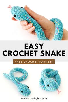 the easy crochet snake is made with yarn and beads, so it can be used