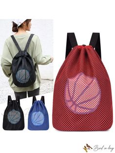 two bags, one with a basketball on the front and one with a mesh back