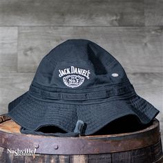 Jack Daniels Bucket Hat in black with dual embroidered Jack Daniel's logos in white. Whiskey Cellar, Jack Daniels Gift Set, Jack Daniels Gentleman Jack, Jack Daniels Label, Jack Daniels Gifts, Jack Daniels Barrel, Jack Daniels Black, Jack Daniels Single Barrel, Moonshine Whiskey