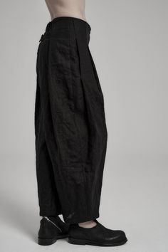 Deviation Black Linen Trouser Womens Boiled Linen Trousers Low Crotch Pants Contemporary Wear by POWHA - Etsy Black Linen Wide Leg Bottoms, Black Linen Wide-leg Pants, Black Linen Tapered Leg Bottoms, Fitted Black Linen Bottoms, Black Linen Straight Leg Pants, Black Straight Leg Linen Pants, Black Linen Straight Pants, Capsule Style, Low Crotch Pants