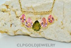 Rare Touramaline Bracelet, Gemstone Bracelet, Pink Chain Bracelet, 14k Yellow Gold Jewelry, Engagement Gift, Bracelet For Mother Lovers Jewelry, Pink Pendant, Halloween Pendant, Delicate Pendant, Jewelry Delicate, Tanzanite Jewelry, Artisan Bracelets, Trendy Bracelets