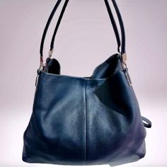 Pristine Nwot Navy Blue Coach Hallie Pebble Leather Shoulder Bag! Smoke And Pet Free Home! Versatile Coach Bags With Detachable Handle, Versatile Coach Bag With Adjustable Strap, Blue Double Handle Bucket Bag For Everyday Use, Versatile Coach Shoulder Bag With Double Handle, Versatile Coach Tote Bag, Blue Double Handle Hobo Bag For Everyday, Versatile Coach Double Handle Shoulder Bag, Versatile Coach Bag With Detachable Strap, Blue Double Handle Hobo Bag