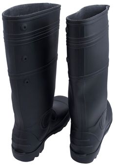 MARSHALLTOWN’s Plain Toe Boots are an all-purpose, black rubber work boot. They are designed for a variety of jobs: concrete, construction, agricultural, food processing job sites, and much more. These rubber work boots are durable, 100% waterproof, stand 15" from the floor, and feature an anti-skid heel that offers plenty of stability and support. Marshalltown Adult Unisex Black Waterproof Work Boots Size: 12 | BPT12-L Black Workwear Boots With Protective Features, Insulated Black Waterproof Boots For Safety, Black Work Boots With Protective Feet, Durable Black Safety Boots, Black Steel-toe Boots For Construction, Black Protective Boots For Construction, Black Slip-resistant Safety Boots, Black Construction Boots With Reinforced Toe, Durable Black Work Boots For Construction