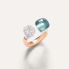 Pomellato Nudo Ring | Pomellato Online Boutique US Luxury Light Blue Ring With Brilliant Cut, Luxury Light Blue Brilliant Cut Ring, Luxury Blue Topaz Rings With Rose Cut Diamonds, Pomellato Jewelry, Born In November, 4th Wedding Anniversary, Pave Jewelry, Sky Blue Topaz, Ring Blue