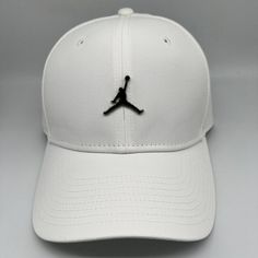 Air Jordan Classic 99 Metal Jumpman Hat Strapback Cap White Men White Snapback Hat With Curved Bill For Baseball Season, White Flat Bill Baseball Cap For Baseball Season, White Breathable Flat Bill Baseball Cap, White Snapback Sports Hat, White Sporty Snapback Hat With Curved Bill, White Curved Bill Hat For Baseball Season, Casual White Dad Hat With Flat Bill, White Fitted Cap For Streetwear, White Snapback Baseball Cap For Sports