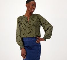 This blouse is the answer to your "what to wear" angst the next time you have to rush out for that big presentation, family dinner, or parent-teacher meeting. With thoughtful smocking at the shoulders and sleeves and a flattering split neckline, it has just the right balance of polished and chic. From Belle by Kim Gravel. Parent Teacher Meeting, Kim Gravel, Parents As Teachers, For Today, Family Dinner, Pullover Styling, Smocking, What To Wear, Shirt Blouses