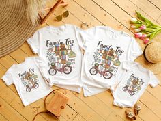 These Matching Vacation Shirts will be perfect for your summer vacation trip! Whether you are going on a cruise trip or family vacation to Europe, Italy, Mexico or France you will love the look of these Matching Family Trip shirts. PLEASE READ THE DESCRIPTION BEFORE PURCHASING  👕 Sizes & Fit 👶 Baby Bodysuit: * Bodysuit, classic fit (Rabbit Skins 4400/Rabbit Skins 4424) * Available tee sizes: 0 - 24month * Please refer to the size chart in the photos for details! 👕  Toddler: 🧒 Toddler tee, cl Family Matching Short Sleeve Tops For Family Trip, Casual Summer T-shirt For Family Trip, Summer Graphic Print Top For Family Trip, Graphic Print Summer Top For Family Trip, Graphic Print Top For Summer Family Trip, Casual Cotton Top For Family Trip, Summer Letter Print Tops For Family Trip, Casual T-shirt For Family Trip In Summer, Summer Crew Neck Tops For Travel