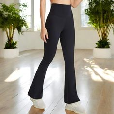 Elevate your athleisure look with these Anna-Kaci Women's High Waist Flare Leggings. Featuring a flattering high-waisted fit, these leggings provide ultimate comfort and support throughout your day. The flare leg design adds a stylish twist to the classic legging silhouette, making them perfect for yoga sessions, casual outings, or relaxing at home. Made from a soft, stretchy fabric, these leggings offer flexibility and breathability, ensuring a comfortable wear for any activity. Pair them with Comfortable Yoga Pants, Flare Legging, High Waist Yoga Pants, Bottom Workout, Flared Leggings, Stretchy Leggings, Stretch Leggings, Flare Leggings, Active Women