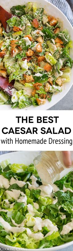 the best caesar salad with homemade dressing is ready to be eaten and put in the oven