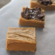 three pieces of chocolate and peanut butter fudge