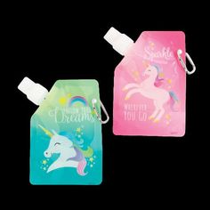 PartyGlowz Reusable Drink Pouches, Drink Pouches, Collapsible Water Bottle, Carnival Prizes, Egg Toys, Unicorn Party Favors, Drinking Accessories, White Unicorn, Unicorn Toys