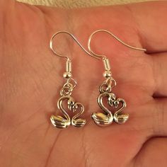 Silver plated dangle/ drop earrings with swan charms 925 stamped sterling silver earring hooks also available Comes in an organza bag 💫💫 Swan Earrings, Swan Jewelry, Earring Hooks, Silver Earring, Organza Bags, Sterling Silber, Sterling Silver Earrings, Jewelry Earrings Dangle, Silver Earrings