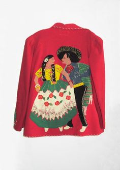 1930's Monterrey Mexican Jacket with appliques. $195.00, via Etsy. 80s Mexican Fashion, Lofi Scifi, Mexican Fashion Modern, Christmas Reference, Mexican Jacket, Mexican Embroidery Designs, Painted Stars, Navratri Collection, Unusual Clothes