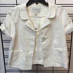 Banana Republic Size S Short Sleeve Blazer Nwt White Short Sleeve Outerwear For Work, White Collared Outerwear For Daywear, White Short Sleeve Outerwear For Summer, Colored Blazer, Banana Republic, Color White, Jackets & Coats, Jackets For Women, Blazer