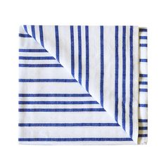 two blue and white striped towels folded on top of each other