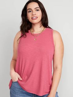 Luxe Rib-Knit Swing Tank Top for Women | Old Navy Tank Top For Women, High Neck Sleeveless, Top For Women, Petite Size, Rib Knit, Sleeveless Top, Old Navy, High Neck, Floral Print