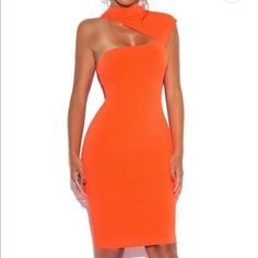 Stay Ready With This Asymmetric Cutout Crepe Dress. The Orange Color Looks Perfect With Every Skin Tone And Body Hugging Stretch Crepe Shows Off Your Perfect Curves. Add Some Rings And Arm Accessories For This Weekend Worthy Look. Similar To House Of Cb Dresses. Materials: Stretch Crepe Stretch Factor: 2/3 Clean: Dry-Clean Only Length: Approx 38inch / 98cm Orange One-shoulder Midi Dress For Evening, Orange Fitted Dress With Asymmetrical Hem, Orange Tight-fit Dress With Asymmetrical Hem, Orange Knee-length Mini Dress For Evening, Orange One-shoulder Dress For Night Out, Orange Knee-length Dress For Night Out, Orange One-shoulder Mini Dress For Night Out, Skin Tone Dress, Dresses Materials