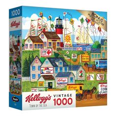 a jigsaw puzzle box with an image of a town