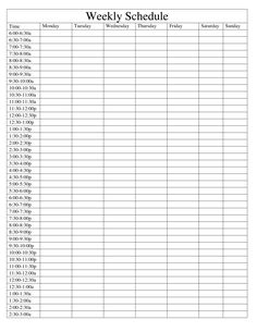 a printable weekly schedule is shown in the form of a sheet with numbers on it