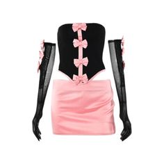 A subtly stylish ensemble, this Pink Bow Detail Three Pieces Set is the perfect blend of luxury fashion. The pink bow details, mini skirt, corset top and gloves create an eye-catching look that is sure to turn heads. The sophisticated color scheme of pink and black adds an elegant touch, making this a refined and chic choice for any special occasion. Fit Type: Slim Fit Fabric: Non-Stretch Material: Polyester, Elastane Pink And Black Corset Outfit, Pink And Black Fits, Black And Pink Outfit, Pink And Black Outfit, Black Corset Outfit, Skirt Corset, Outfits Gorditas, Super Hero Outfits, Preformance Outfits