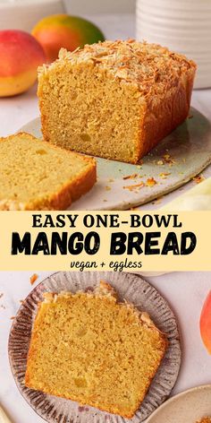 this easy one - bowl mango bread is made with only two ingredients, and it's ready to be eaten