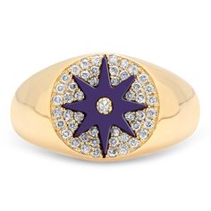 Enamel Star Signet Colette began working with colorful enamel as a way of injecting a little humor & playfulness into her most recognized collection, Galaxia. Highly influenced by Warhol & Kandinsky, this series features a punchy color palette that meant to evoke a feeling of pure joy. 18-karat yellow gold ring Set with 0.13 carats of white diamonds Measurements 1 cm diameter Slip On Brilliant Cut Color: H-G Clarity: VS1-VS2 Conflict free diamonds Ships in 2 to 3 weeks Orange Ring, Push Presents, 21st Gifts, Gold Ring Sets, Pure Joy, Bubblegum Pink, Bridal Gifts, Conflict Free Diamonds, White Diamonds