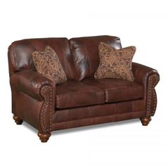 Noble Leather Loveseat - Chapin Furniture Nailhead Furniture, Nailhead Sofa, American Sofa, Best Home Furnishings, Best Leather Sofa, Furniture Mall, Leather Club Chairs, Chestnut Leather, Leather Couch