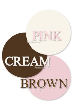 pink, cream and brown stickers with the words