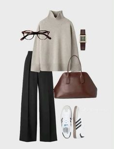 Cool And Chic Outfit, Chic Fall Office Outfits, Capsule Formal Wardrobe, Winter Sweater Outfits Work, Autumn Work Wear, Classic Style Winter Outfits, Business Casual Outfits Autumn, Business Casual Looks For Women, Winter Outfits White Pants