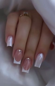 Gelx Apres Nail Designs Coffin, Elegant Touch Nails, Milky Nails, Plaid Nails, Simple Gel Nails, Her Nails, Simple Acrylic Nails, Hair Done