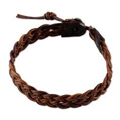 Featuring a handwoven design by local Thai artisans, this wristband bracelet is crafted from leather cord in a brown color. Chaloemphon presents the adjustable bracelet, closing with a silver button that is handcrafted by Karen hill tribe silversmiths. Imperial Leather, Leather Wristbands, Wristband Bracelet, Braided Leather Bracelet, Braided Bracelet, Feather Pendant, Band Bracelet, Leather Wrap Bracelet, Leather Shops