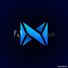 abstract blue letter k logo on dark background