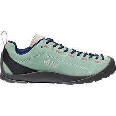 A casual shoe that looks like a climbing shoe with its tongue-to-toe lacing, the KEEN Jasper oozes mountain town-style and keeps our feet happy with plenty of cushioning and multi-surface traction. Green Lace-up Sneakers For Outdoor Activities, Green Lace-up Trail Running Shoes For Outdoor Activities, Green Walking Shoes With Vibram Sole For Outdoor, Green Walking Shoes With Vibram Sole For Outdoor Activities, Green Walking Shoes With Vibram Sole For Hiking, Functional Green Walking Shoes, Green Casual Walking Shoes For Outdoors, Lace-up Sneakers With Rubber Toe Cap For Outdoor, Casual Green Outdoor Walking Shoes