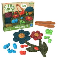 play - doh naturals hide and seek garden set with flowers, buggies and grass