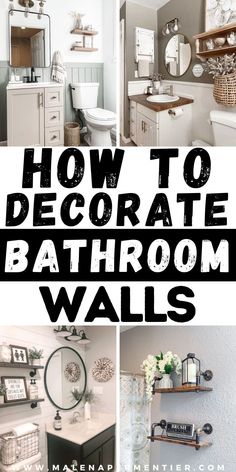 bathroom wall decor Wall Behind Toilet, How To Decorate Bathroom, Bathroom Wall Decor Ideas, Decorate Bathroom, Cute Bathroom, Painted Bathroom, Bathroom Shelf Decor, Chic Mirror