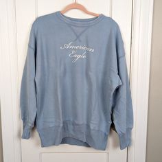 American Eagle | Oversized Fleece Graphic Crew Neck Sweatshirt Size Small Condition: New Without Tags Brand: American Eagle Size: Small Oversized Blue Drop Shoulder Sweatshirt, Vintage Style Oversized Sweatshirt, Oversized Blue Long Sleeve Sweatshirt, Oversized Blue Sweatshirt With Letter Print, Cozy Blue Sweatshirt With Letter Print, Comfy Blue Crew Neck Sweatshirt, Comfy Blue Crew Neck Top, Blue Comfy Sweatshirt Relaxed Fit, Blue Relaxed Fit Fleece Tops