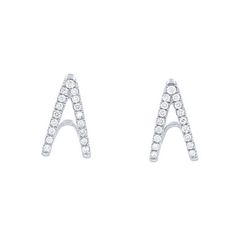 These modern stud earrings feature a ""V"" shaped design accented with 0.46 carats of round brilliant cut diamonds. Diamonds Direct, Diamond Huggie Earrings, Link Earrings, Circle Diamond, Round Brilliant Cut Diamond, Huggies Earrings, Brilliant Cut Diamond, Round Brilliant, Online Jewelry