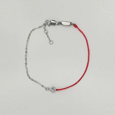 Fashion Element: Peace buckle Style: Fresh Elegant Red Bracelets With Adjustable Chain, Red Formal Bracelet Jewelry, Red Minimalist Sterling Silver Bracelets, Red Round Chain Jewelry, Elegant Red Jewelry With Silver Chain, Adjustable Red Chain Jewelry, Single Diamond Bracelet, Red Rope, Diamond Bracelets